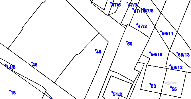 Parcela st. 46 v KÚ Práče, Katastrální mapa