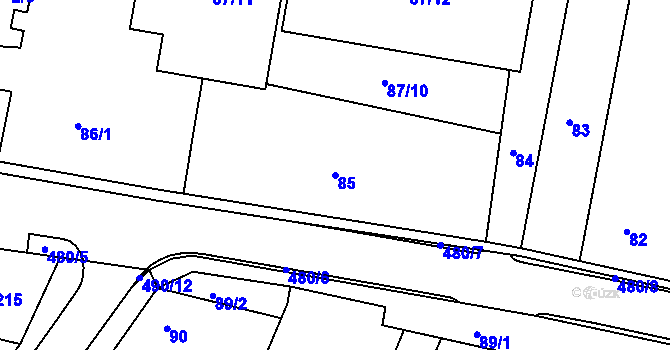 Parcela st. 85 v KÚ Práče, Katastrální mapa