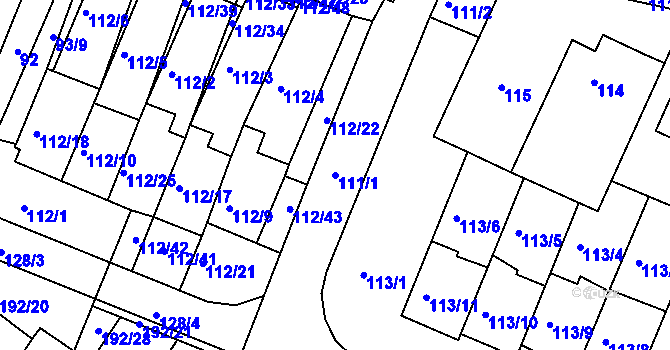 Parcela st. 111/1 v KÚ Práče, Katastrální mapa