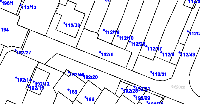 Parcela st. 112/1 v KÚ Práče, Katastrální mapa
