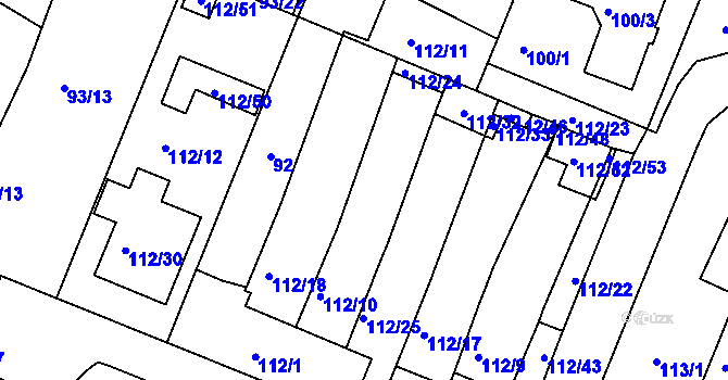 Parcela st. 112/5 v KÚ Práče, Katastrální mapa