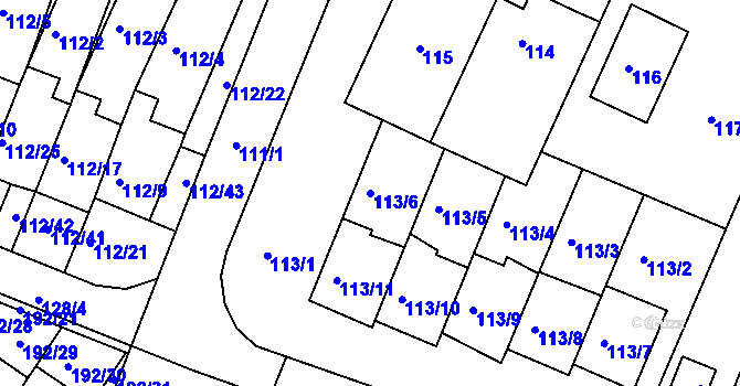 Parcela st. 113/6 v KÚ Práče, Katastrální mapa