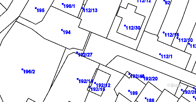Parcela st. 128/2 v KÚ Práče, Katastrální mapa