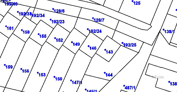 Parcela st. 146 v KÚ Práče, Katastrální mapa