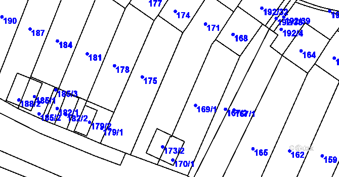Parcela st. 172/1 v KÚ Práče, Katastrální mapa
