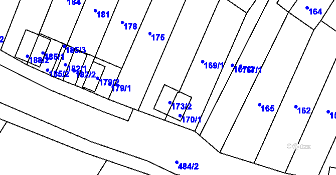 Parcela st. 172/2 v KÚ Práče, Katastrální mapa