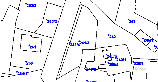Parcela st. 241 v KÚ Práče, Katastrální mapa
