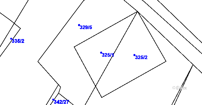 Parcela st. 325/1 v KÚ Práče, Katastrální mapa