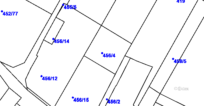 Parcela st. 456/4 v KÚ Práče, Katastrální mapa