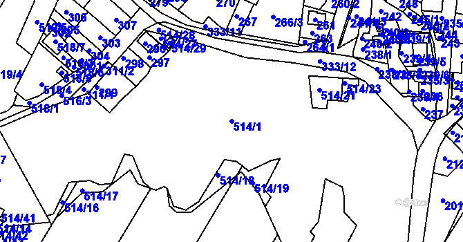 Parcela st. 514/1 v KÚ Práče, Katastrální mapa