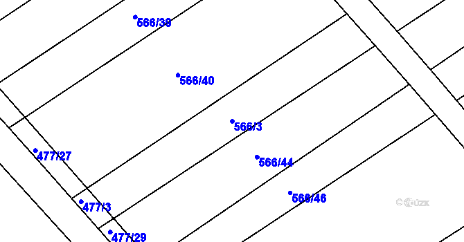 Parcela st. 566/3 v KÚ Práče, Katastrální mapa