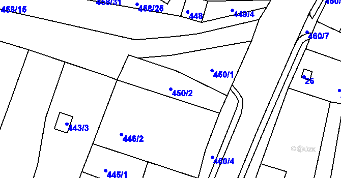 Parcela st. 450/2 v KÚ Práče, Katastrální mapa