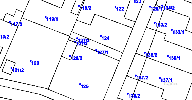 Parcela st. 127/1 v KÚ Práče, Katastrální mapa
