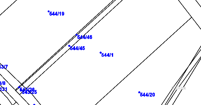 Parcela st. 544/1 v KÚ Práče, Katastrální mapa