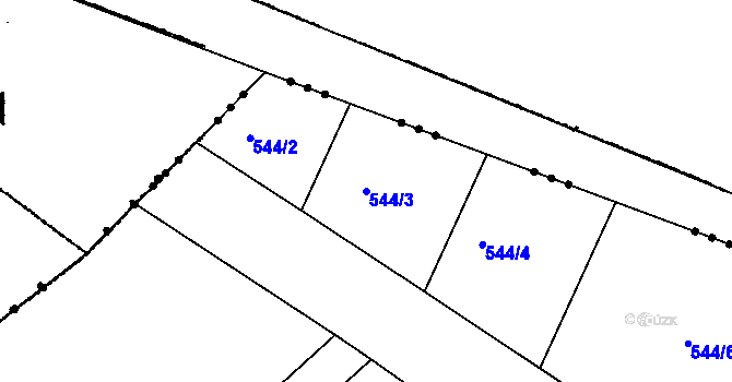 Parcela st. 544/3 v KÚ Práče, Katastrální mapa