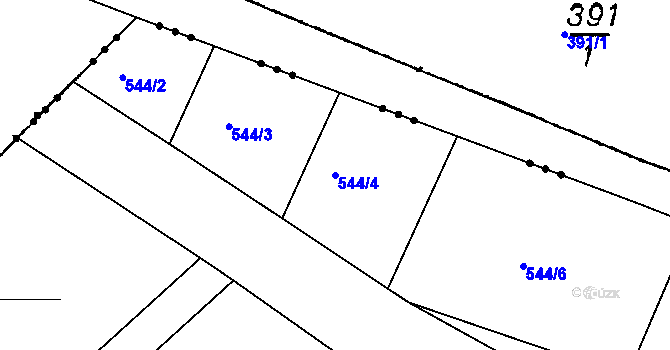 Parcela st. 544/4 v KÚ Práče, Katastrální mapa