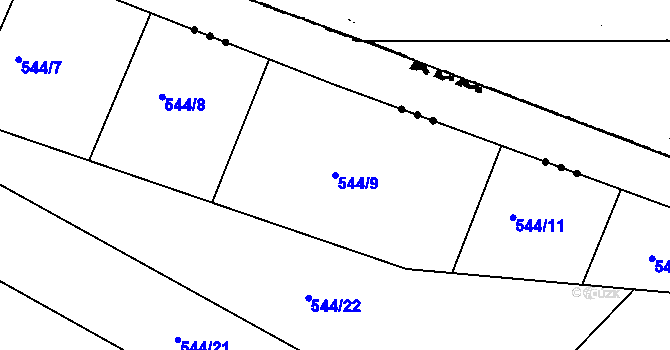 Parcela st. 544/9 v KÚ Práče, Katastrální mapa