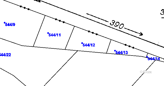 Parcela st. 544/12 v KÚ Práče, Katastrální mapa