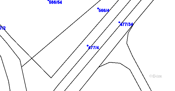 Parcela st. 477/4 v KÚ Práče, Katastrální mapa