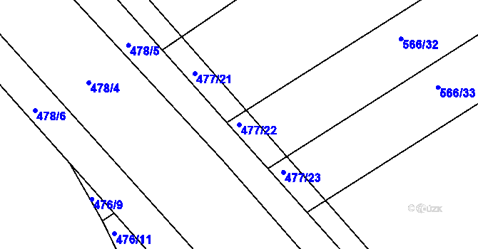 Parcela st. 477/22 v KÚ Práče, Katastrální mapa