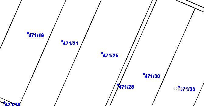Parcela st. 471/25 v KÚ Práče, Katastrální mapa