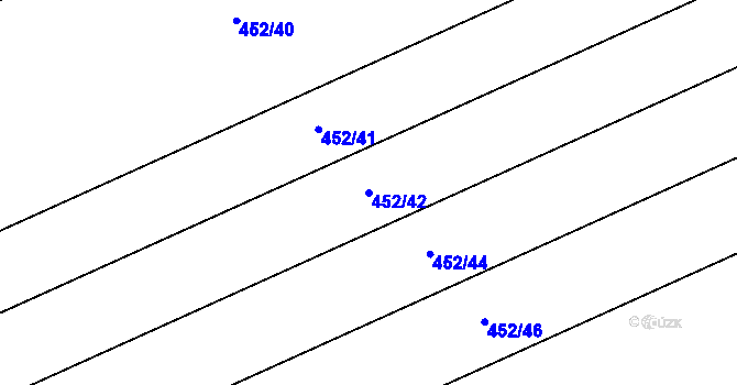 Parcela st. 452/42 v KÚ Práče, Katastrální mapa