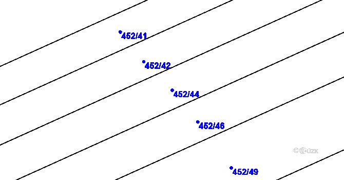 Parcela st. 452/44 v KÚ Práče, Katastrální mapa