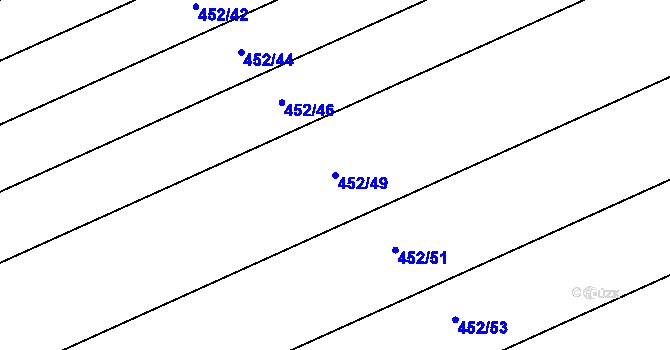 Parcela st. 452/49 v KÚ Práče, Katastrální mapa