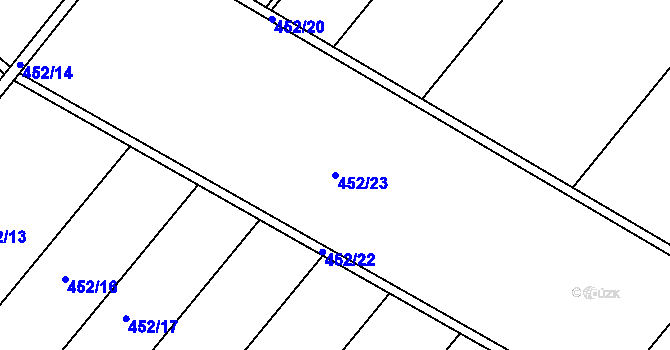 Parcela st. 452/23 v KÚ Práče, Katastrální mapa