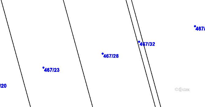 Parcela st. 467/28 v KÚ Práče, Katastrální mapa