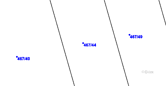 Parcela st. 467/44 v KÚ Práče, Katastrální mapa