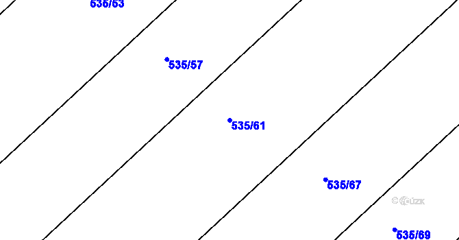 Parcela st. 535/61 v KÚ Práče, Katastrální mapa