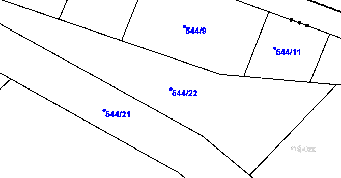 Parcela st. 544/22 v KÚ Práče, Katastrální mapa