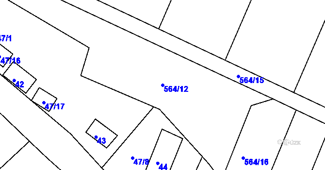 Parcela st. 564/12 v KÚ Práče, Katastrální mapa