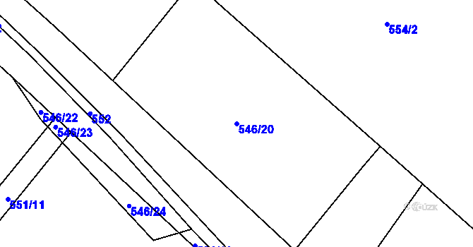 Parcela st. 546/20 v KÚ Práče, Katastrální mapa