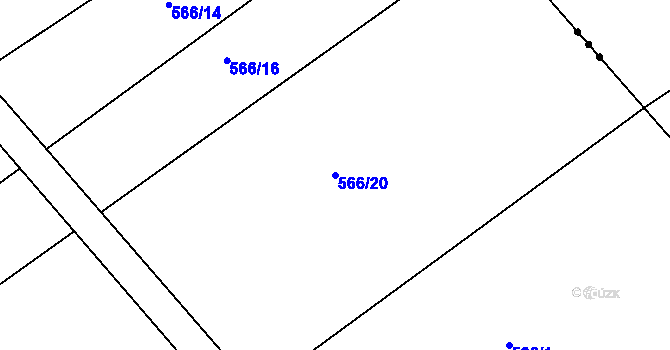Parcela st. 566/20 v KÚ Práče, Katastrální mapa