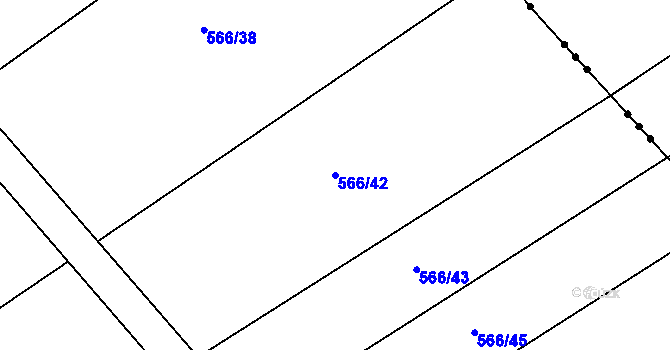 Parcela st. 566/42 v KÚ Práče, Katastrální mapa