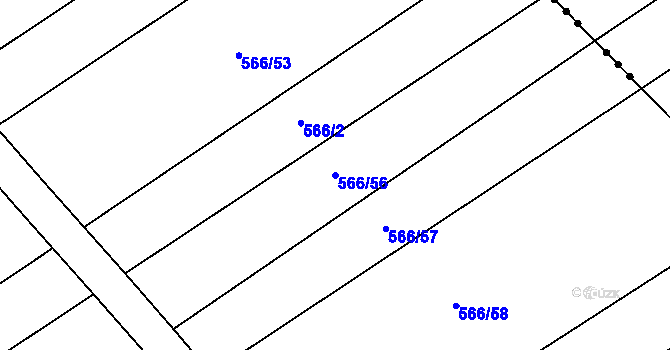 Parcela st. 566/56 v KÚ Práče, Katastrální mapa