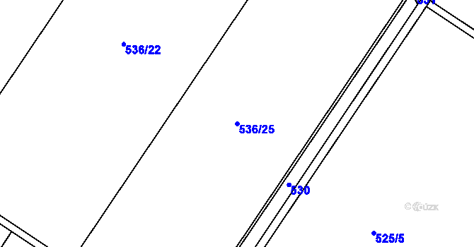 Parcela st. 536/25 v KÚ Práče, Katastrální mapa