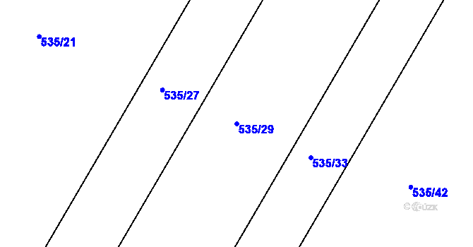 Parcela st. 535/29 v KÚ Práče, Katastrální mapa