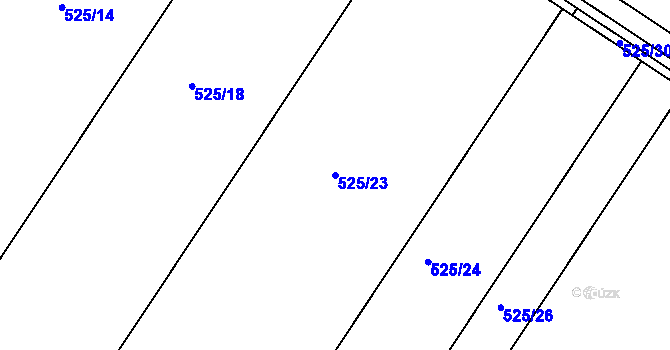 Parcela st. 525/23 v KÚ Práče, Katastrální mapa