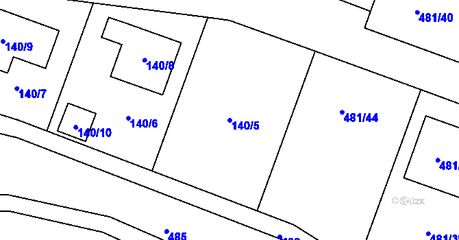 Parcela st. 140/5 v KÚ Práče, Katastrální mapa