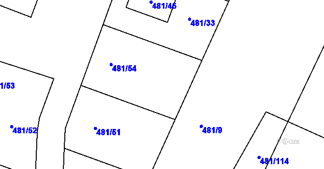Parcela st. 481/34 v KÚ Práče, Katastrální mapa