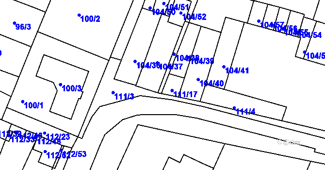 Parcela st. 111/21 v KÚ Práče, Katastrální mapa