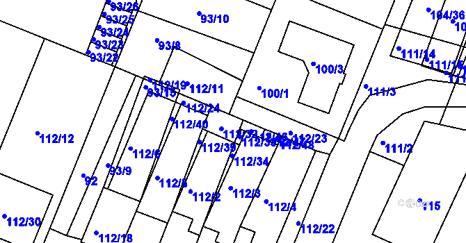Parcela st. 112/45 v KÚ Práče, Katastrální mapa