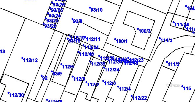 Parcela st. 112/49 v KÚ Práče, Katastrální mapa