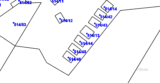 Parcela st. 514/44 v KÚ Práče, Katastrální mapa