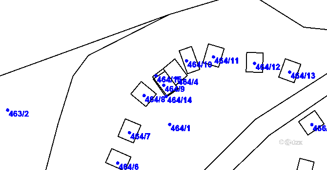 Parcela st. 464/9 v KÚ Práče, Katastrální mapa