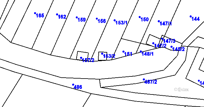 Parcela st. 153/2 v KÚ Práče, Katastrální mapa