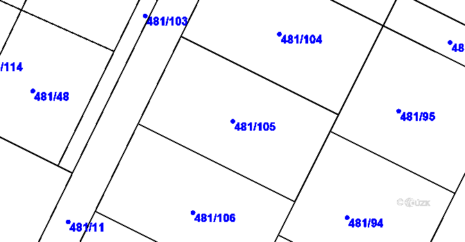 Parcela st. 481/105 v KÚ Práče, Katastrální mapa